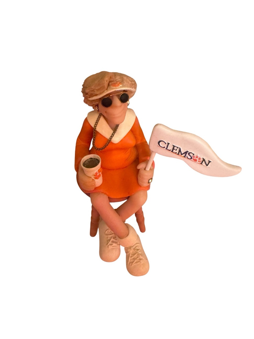 Diana Manning Shelf Sitter: Clemson Tigers With Wooden Stool